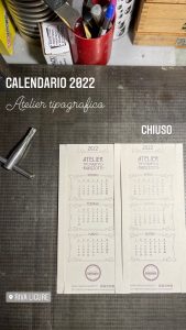 Atelier Tipografico Ravizzotti | Caldendario 2022